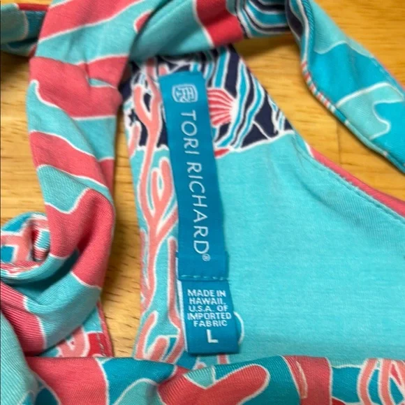 Tori Richard Vibrant Coral Reef Printed Dress Size Large - Picture 3 of 6
